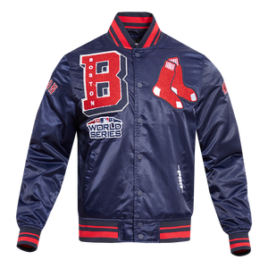 Pro Standard Men's MLB Boston Red Sox Mashup Rib Satin Jacket -Navy/Red
