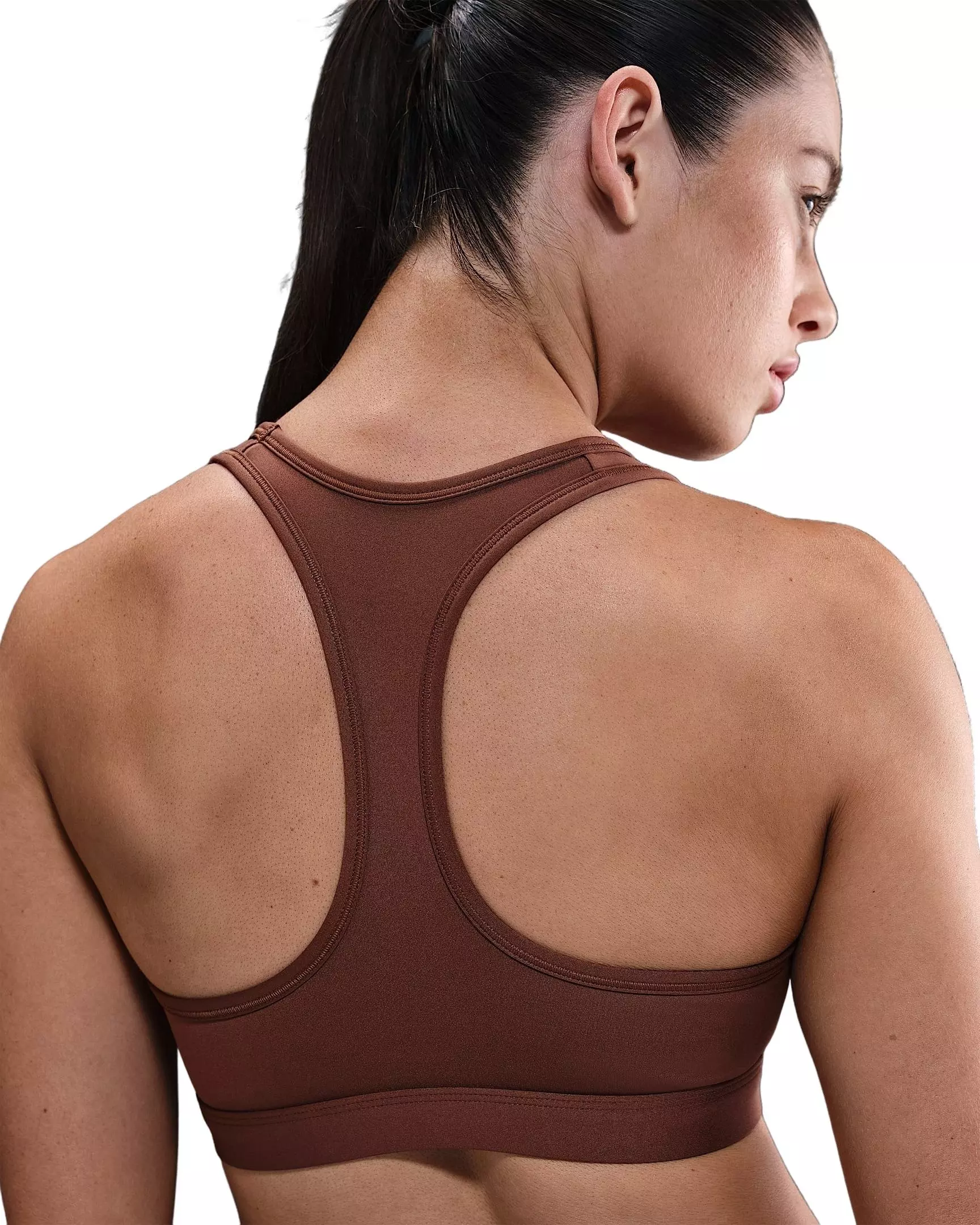 Nike Women's Swoosh Medium Support Padded Sports Bra -Brown - BROWN