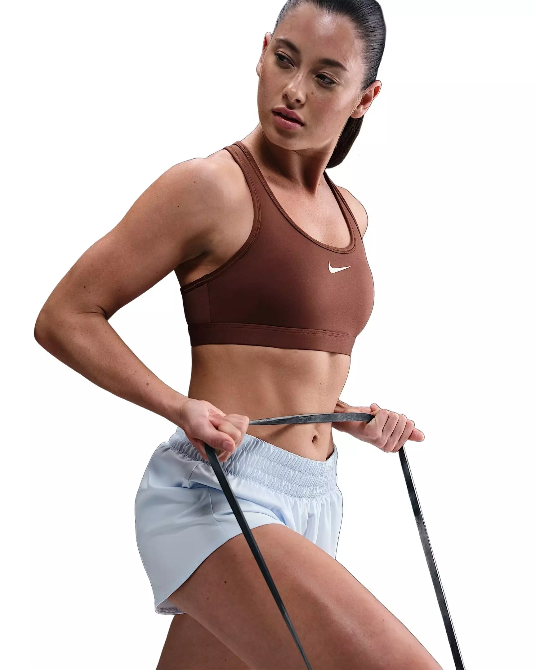 Nike Women's Swoosh Medium Support Padded Sports Bra - Brown - BROWN