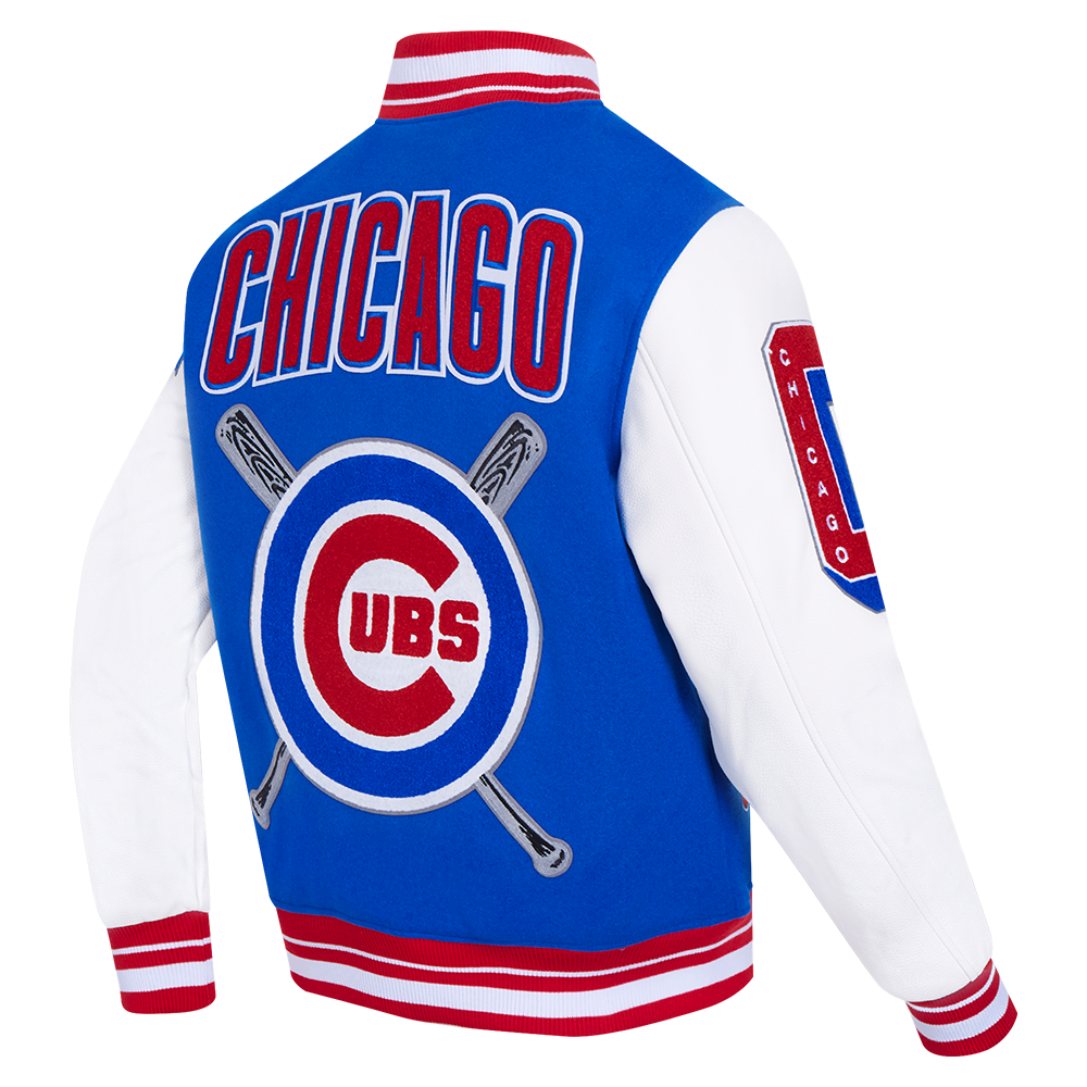 Pro Standard Men's MLB Chicago Cubs Mashup Rib Wool Varsity Jacket -Blue/Red - BLUE/RED Thumbnail View 4