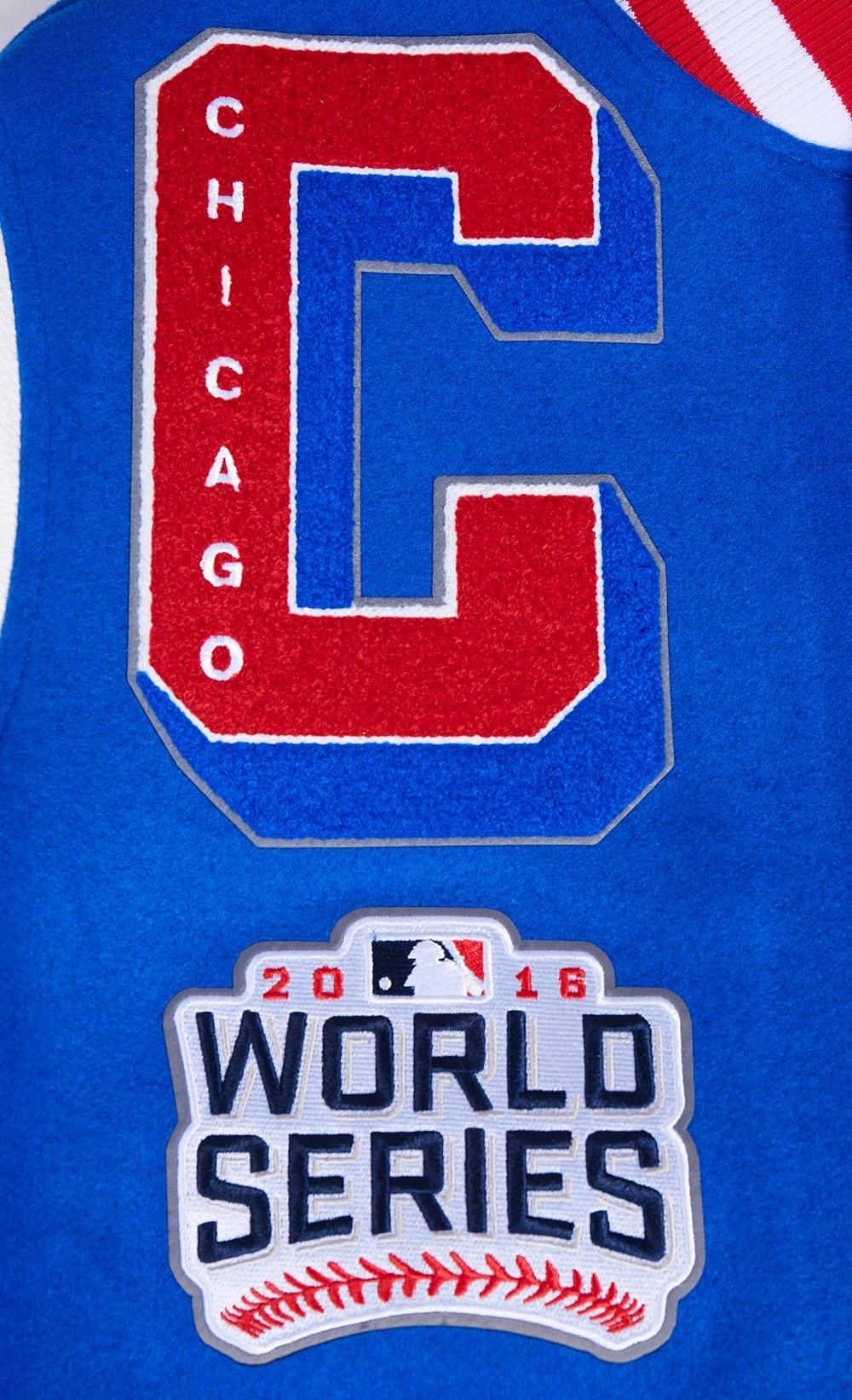 Pro Standard Men's MLB Chicago Cubs Mashup Rib Wool Varsity Jacket -Blue/Red - BLUE/RED Thumbnail View 7