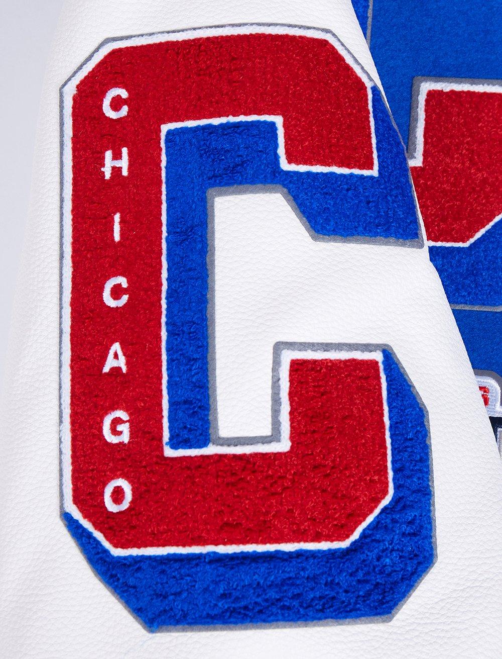 Pro Standard Men's MLB Chicago Cubs Mashup Rib Wool Varsity Jacket -Blue/Red - BLUE/RED Thumbnail View 8