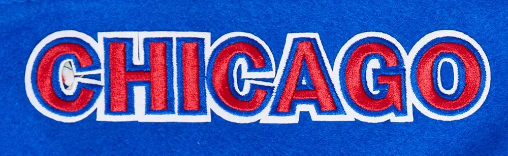 Pro Standard Men's MLB Chicago Cubs Mashup Rib Wool Varsity Jacket -Blue/Red - BLUE/RED