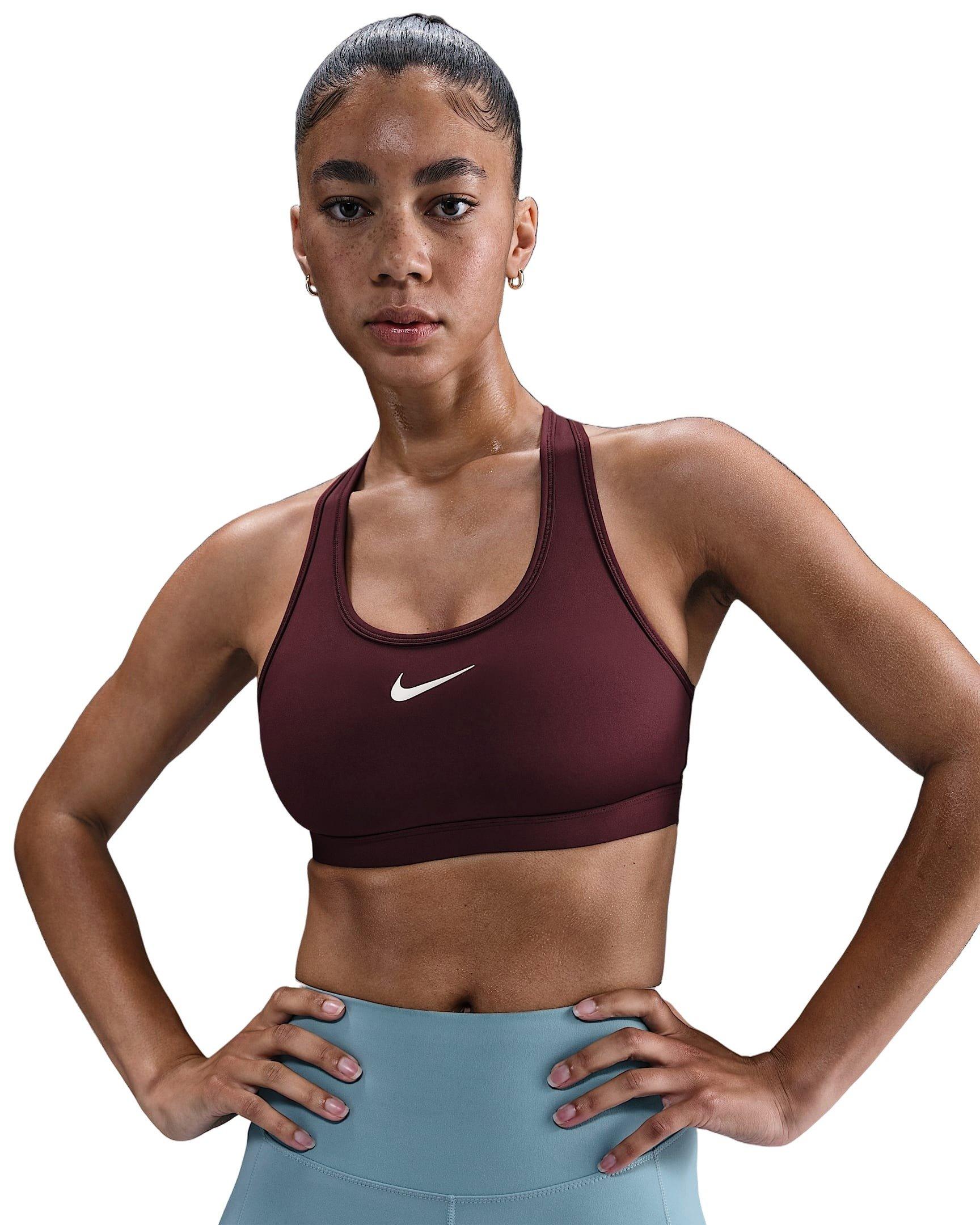 Nike Women's Swoosh Medium Support Padded Sports Bra -Burgundy - BURGUNDY Thumbnail View 1