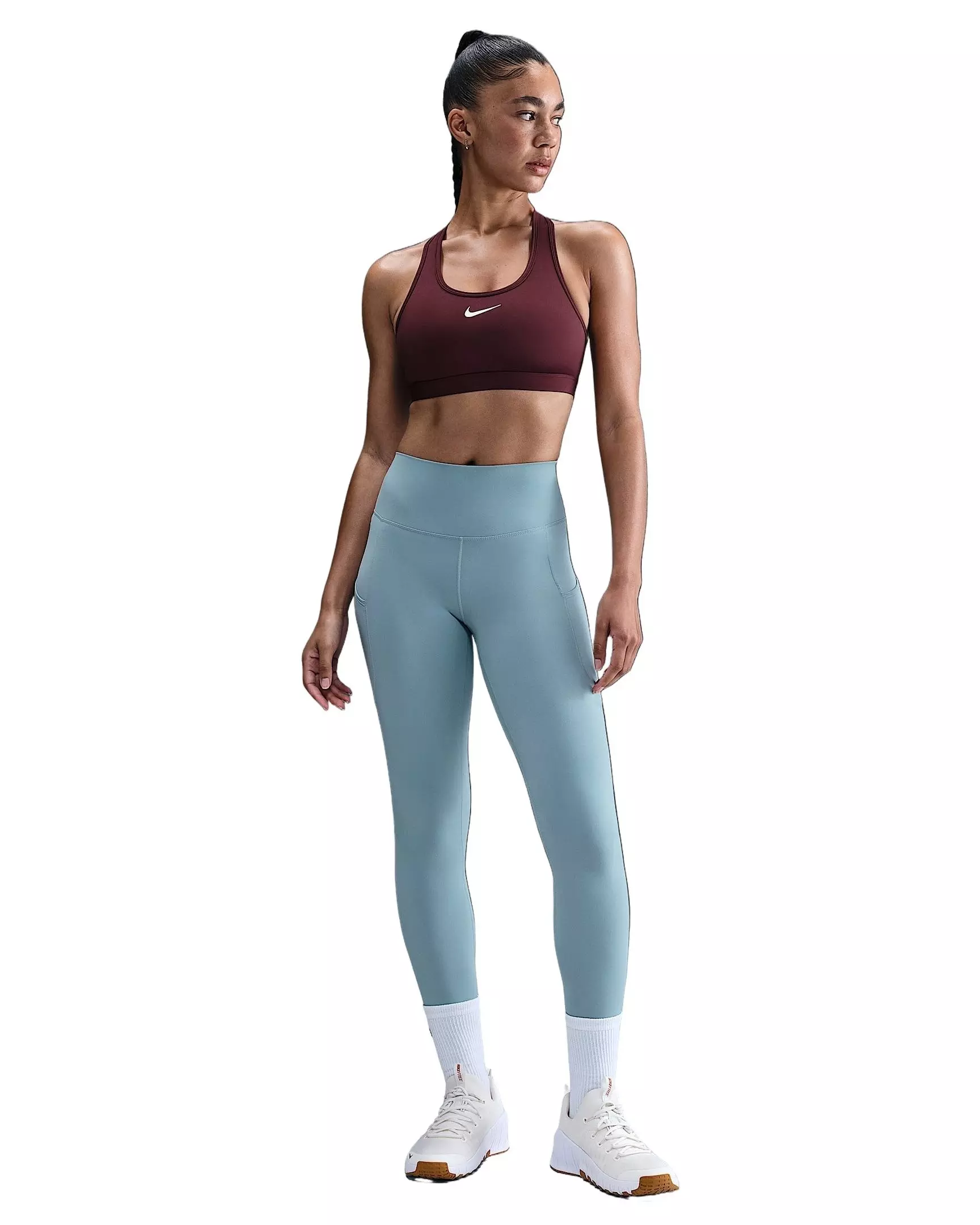 Nike Women's Swoosh Medium Support Padded Sports Bra - Burgundy - BURGUNDY