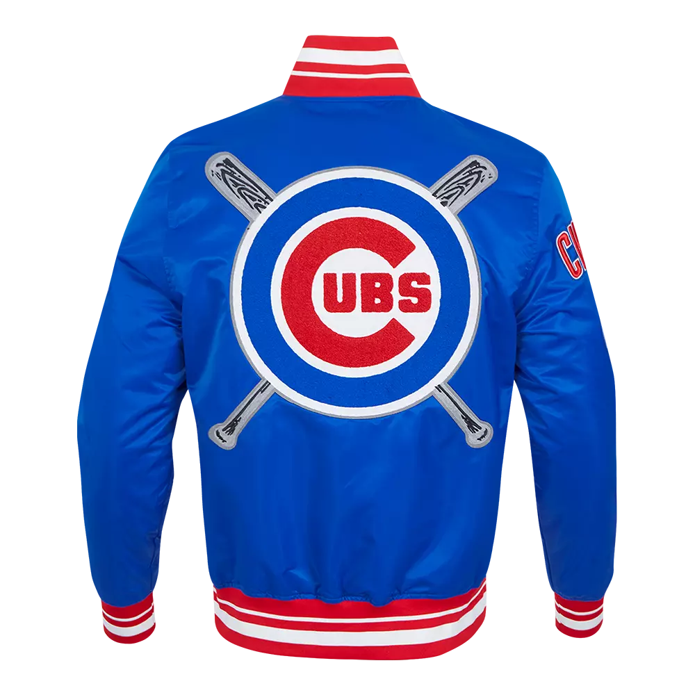 Pro Standard Men's MLB Chicago Cubs Mashup Rib Satin Jacket -Blue/Red - BLUE/RED