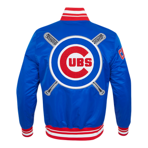 Pro Standard Men's MLB Chicago Cubs Mashup Rib Satin Jacket -Blue/Red