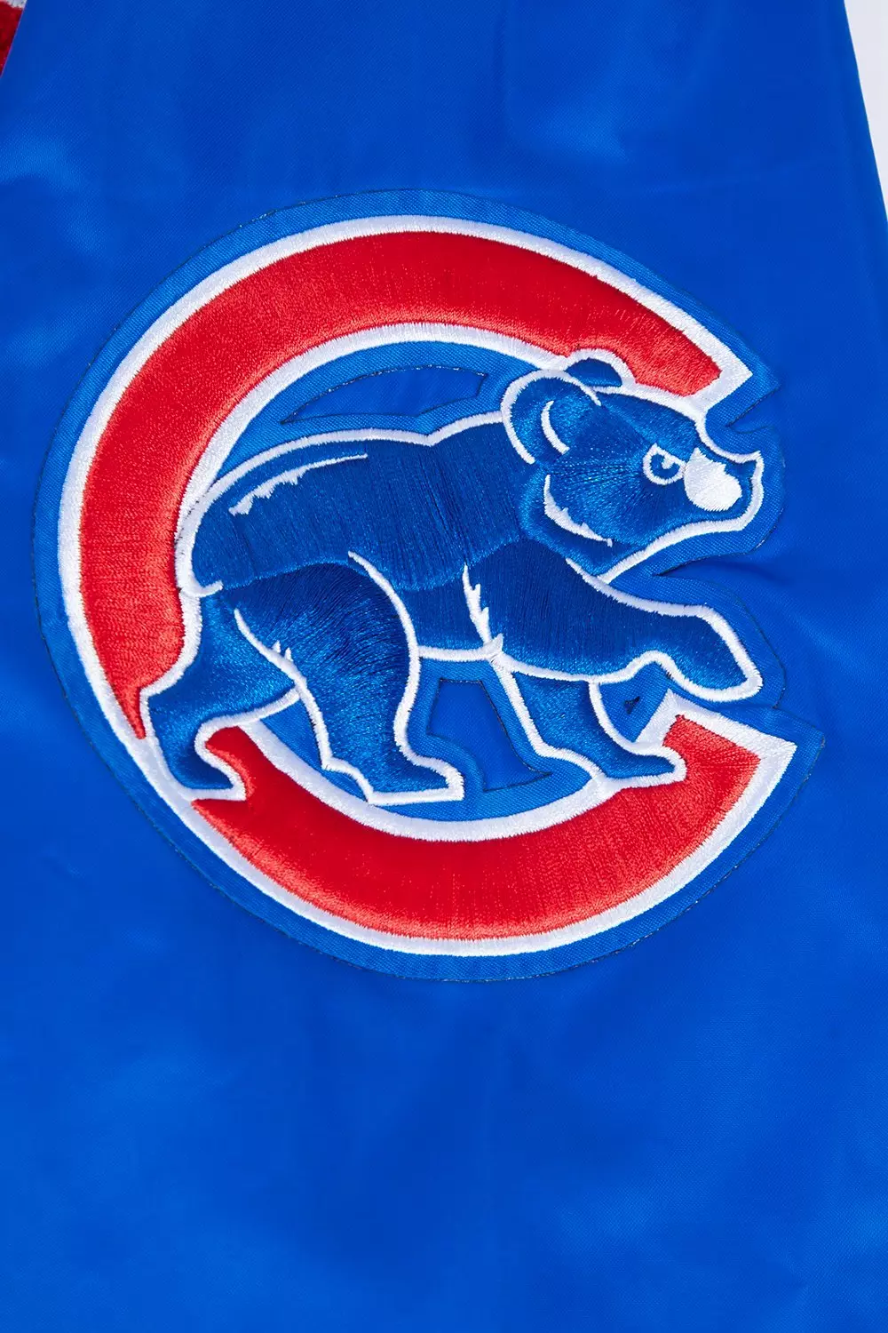 Pro Standard Men's MLB Chicago Cubs Mashup Rib Satin Jacket - Blue/Red - BLUE/RED