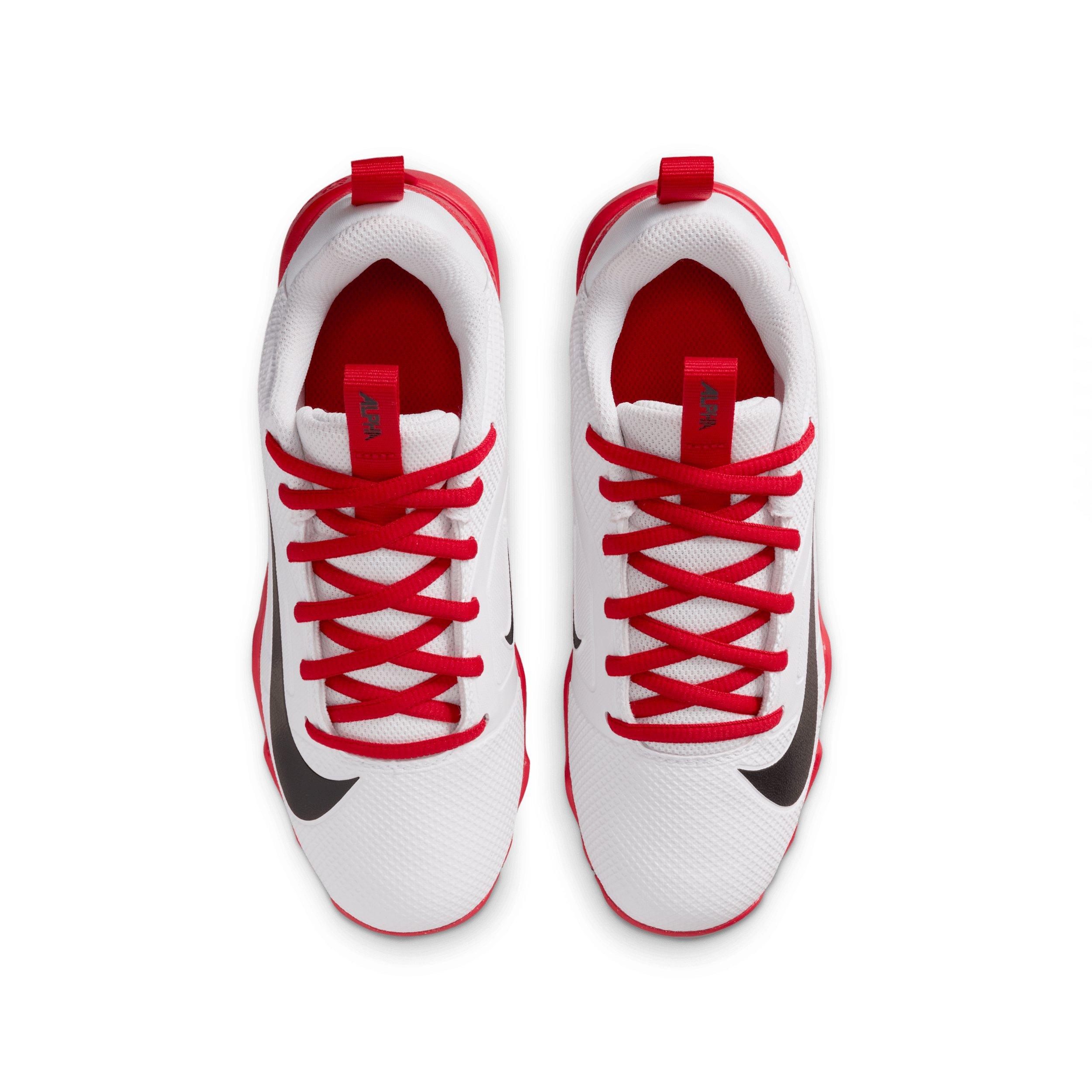 Nike Alpha Menace 4 Shark "White/University Red/Black" Preschool Boys' Football Cleat - WHITE/RED/BLACK Thumbnail View 4