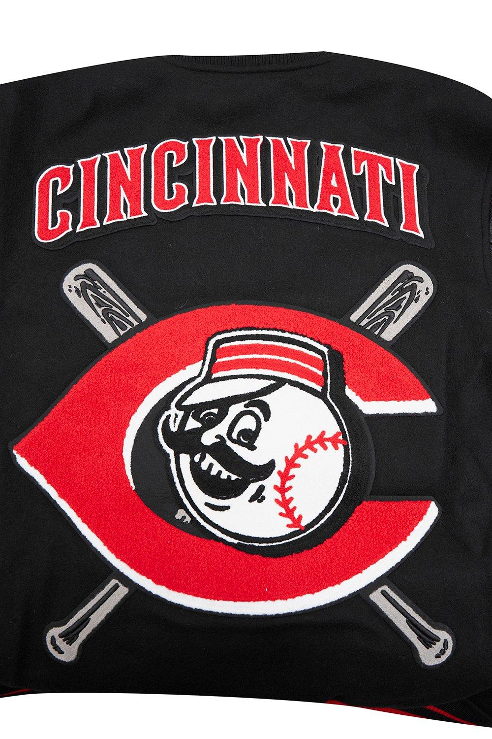 Pro Standard Men's MLB Cincinnati Reds Mashup Rib Wool Varsity Jacket -Black/Red - BLACK/RED Thumbnail View 5