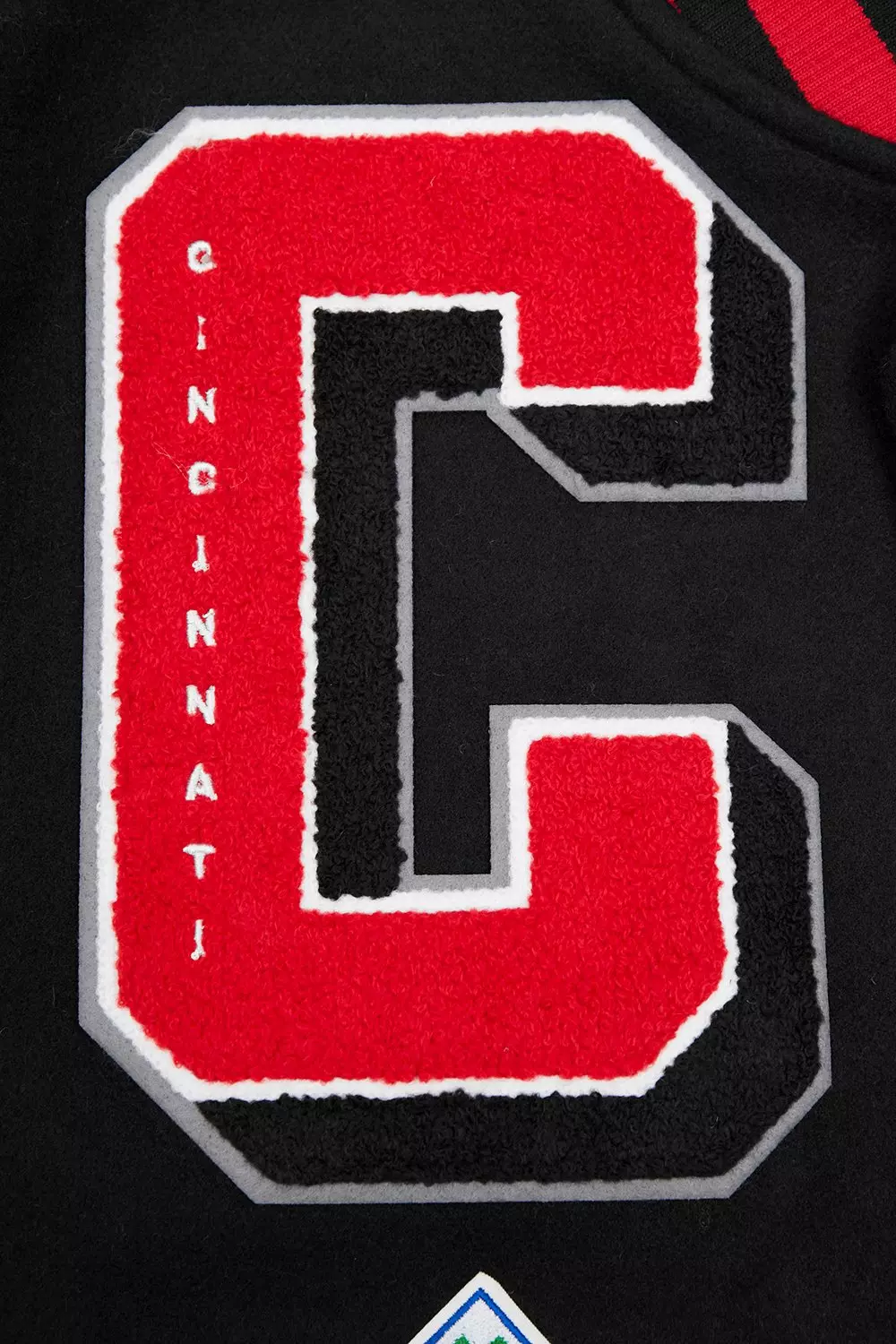 Pro Standard Men's MLB Cincinnati Reds Mashup Rib Wool Varsity Jacket - Black/Red - BLACK/RED