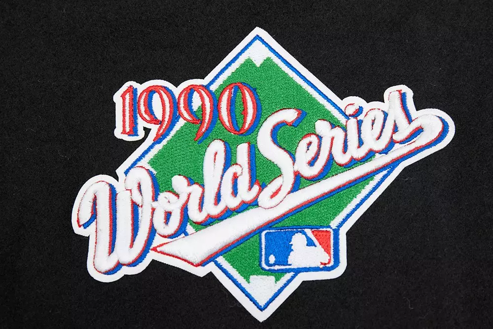 Pro Standard Men's MLB Cincinnati Reds Mashup Rib Wool Varsity Jacket - Black/Red - BLACK/RED