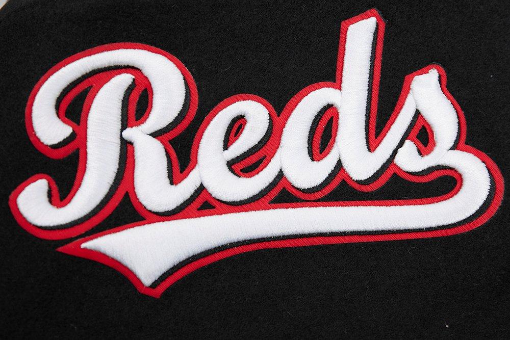 Pro Standard Men's MLB Cincinnati Reds Mashup Rib Wool Varsity Jacket - Black/Red - BLACK/RED Thumbnail View 9