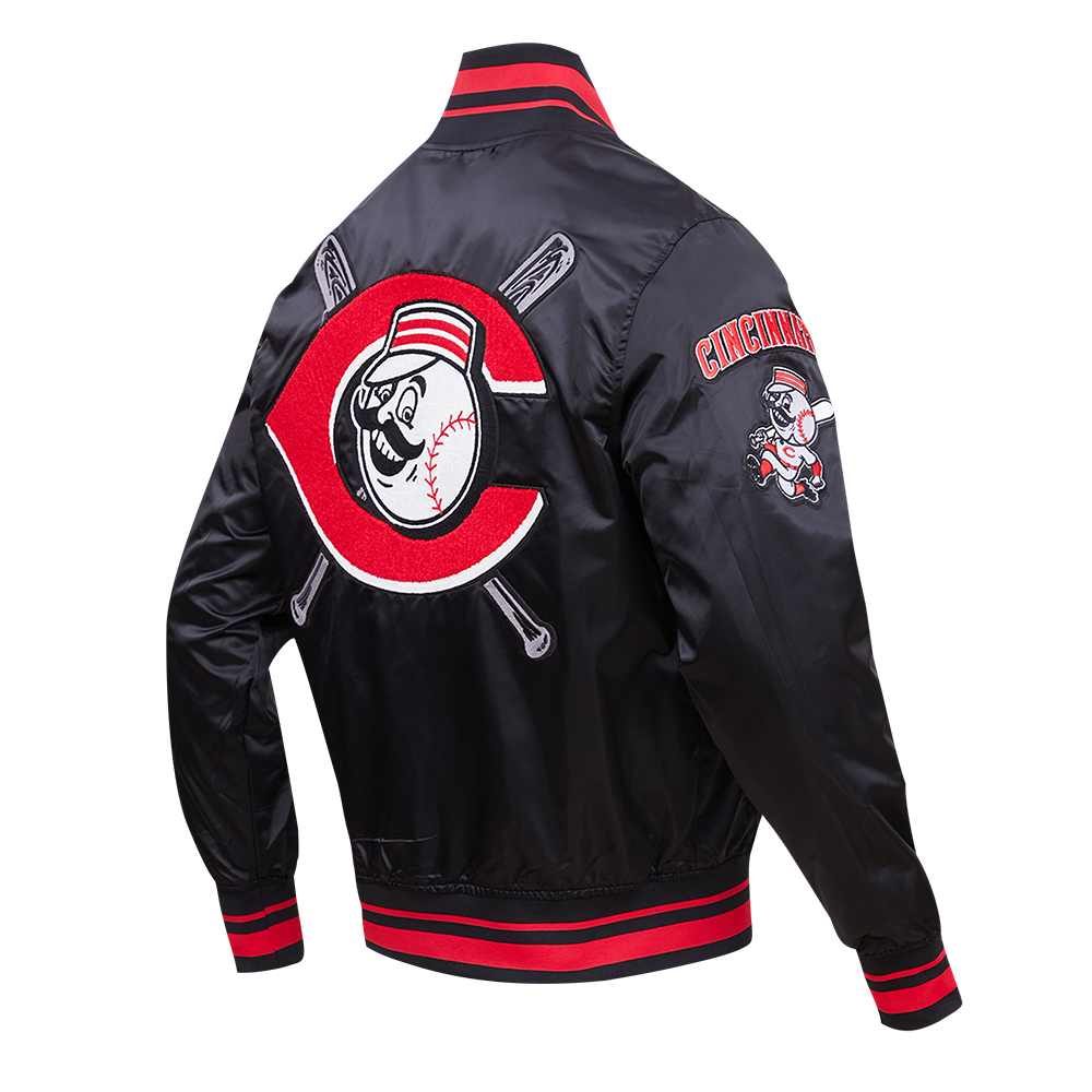 Pro Standard Men's MLB Cincinnati Reds Mashup Rib Satin Jacket -Black/Red - BLACK/RED Thumbnail View 4