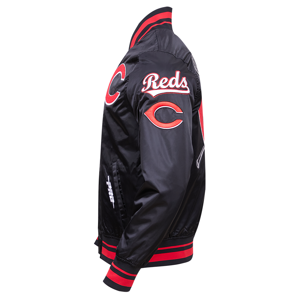 Pro Standard Men's MLB Cincinnati Reds Mashup Rib Satin Jacket - Black/Red - BLACK/RED Thumbnail View 5