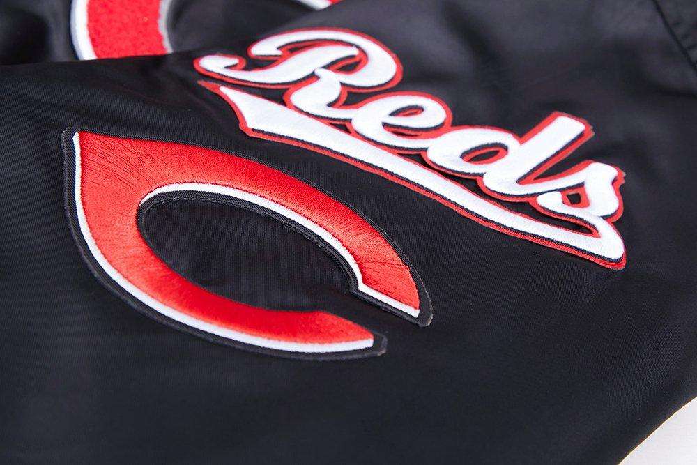 Pro Standard Men's MLB Cincinnati Reds Mashup Rib Satin Jacket - Black/Red - BLACK/RED Thumbnail View 9