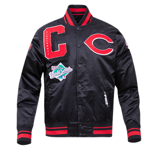 Pro Standard Men's MLB Cincinnati Reds Mashup Rib Satin Jacket -Black/Red