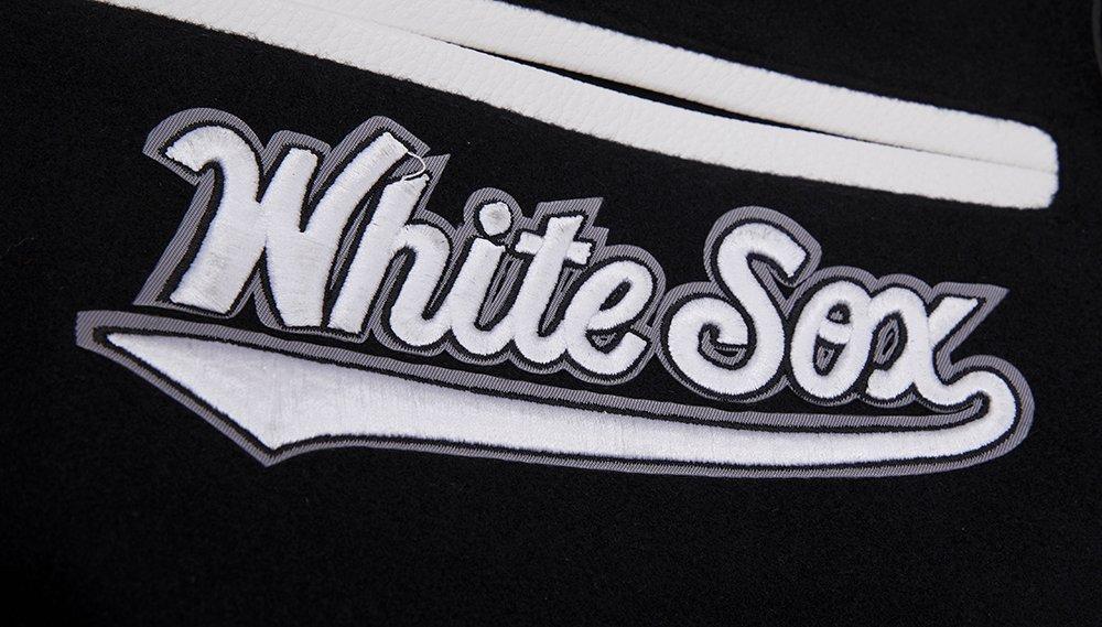 Pro Standard Men's MLB Chicago White Sox Mashup Rib Wool Varsity Jacket -Black/Grey - BLACK/GREY Thumbnail View 6