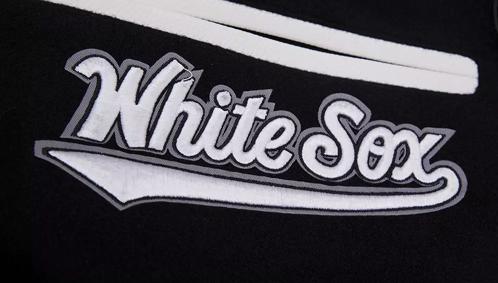 Pro Standard Men's MLB Chicago White Sox Mashup Rib Wool Varsity Jacket -Black/Grey - BLACK/GREY