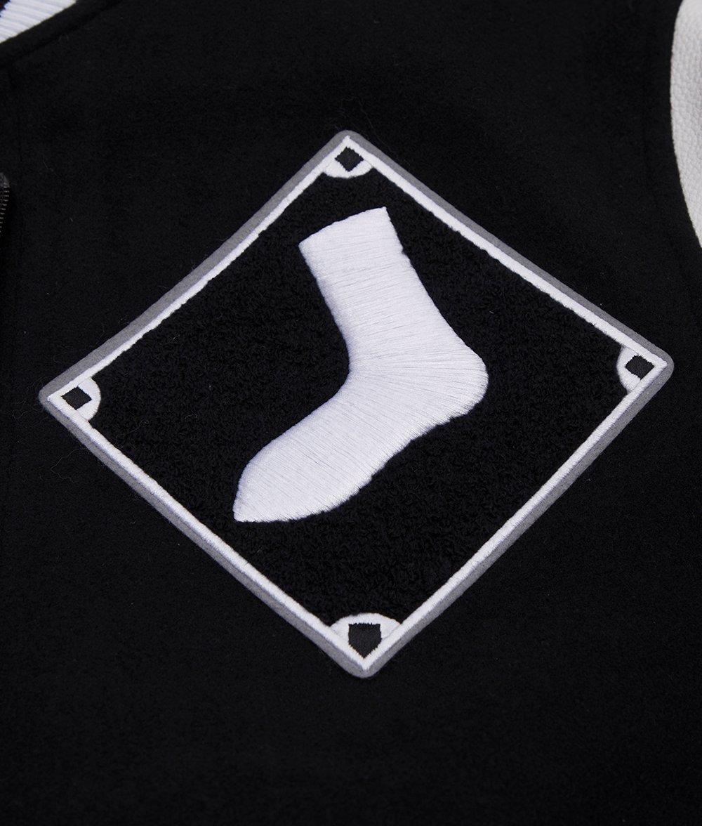 Pro Standard Men's MLB Chicago White Sox Mashup Rib Wool Varsity Jacket -Black/Grey - BLACK/GREY Thumbnail View 7