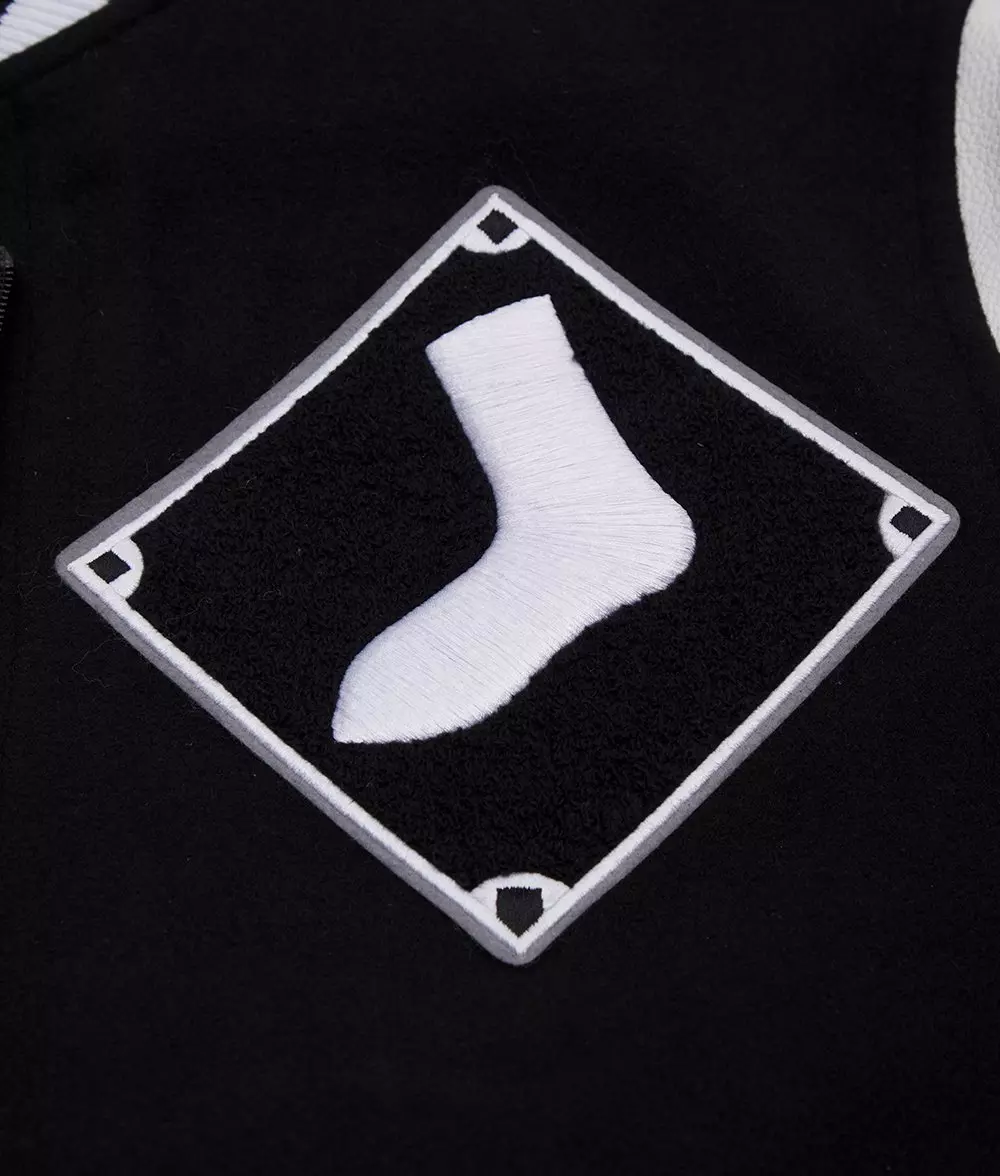 Pro Standard Men's MLB Chicago White Sox Mashup Rib Wool Varsity Jacket -Black/Grey - BLACK/GREY