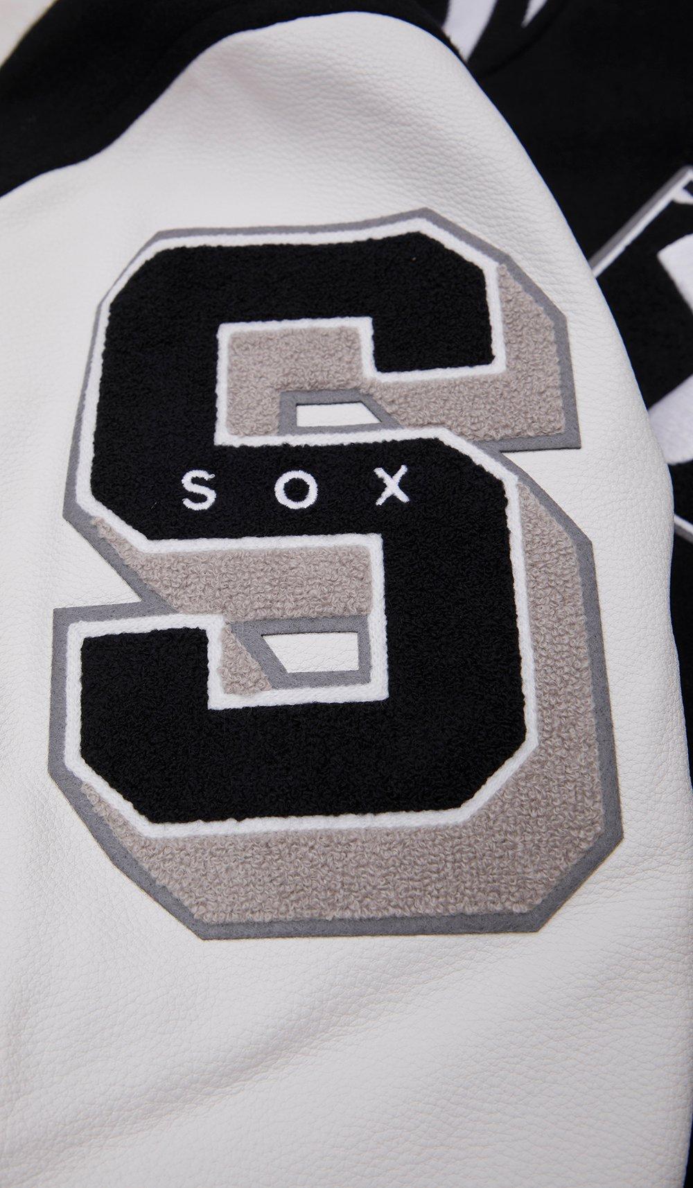 Pro Standard Men's MLB Chicago White Sox Mashup Rib Wool Varsity Jacket - Black/Grey - BLACK/GREY Thumbnail View 8
