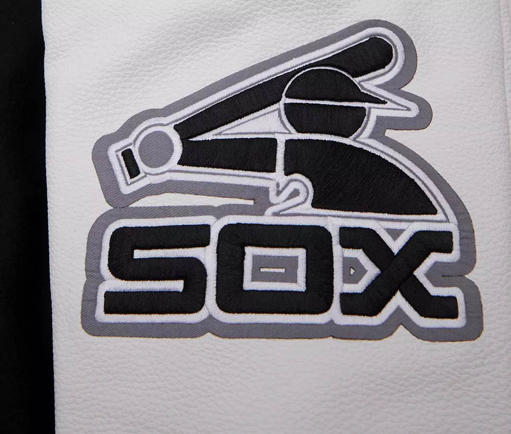 Pro Standard Men's MLB Chicago White Sox Mashup Rib Wool Varsity Jacket - Black/Grey - BLACK/GREY