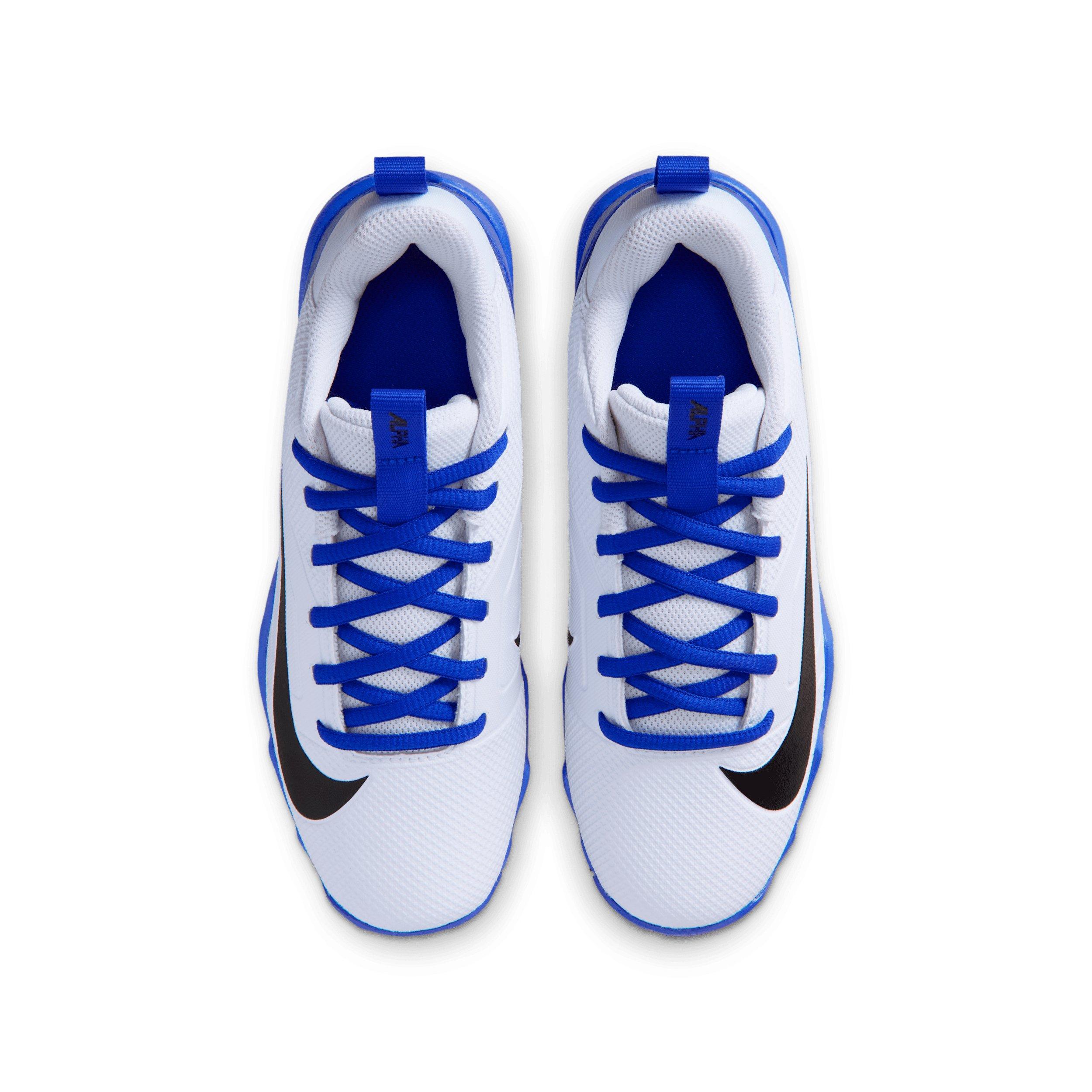 Nike Alpha Menace 4 Shark "White/Hyper Royal/Black" Grade School Boys' Football Cleat - WHITE/ROYAL/BLACK Thumbnail View 4