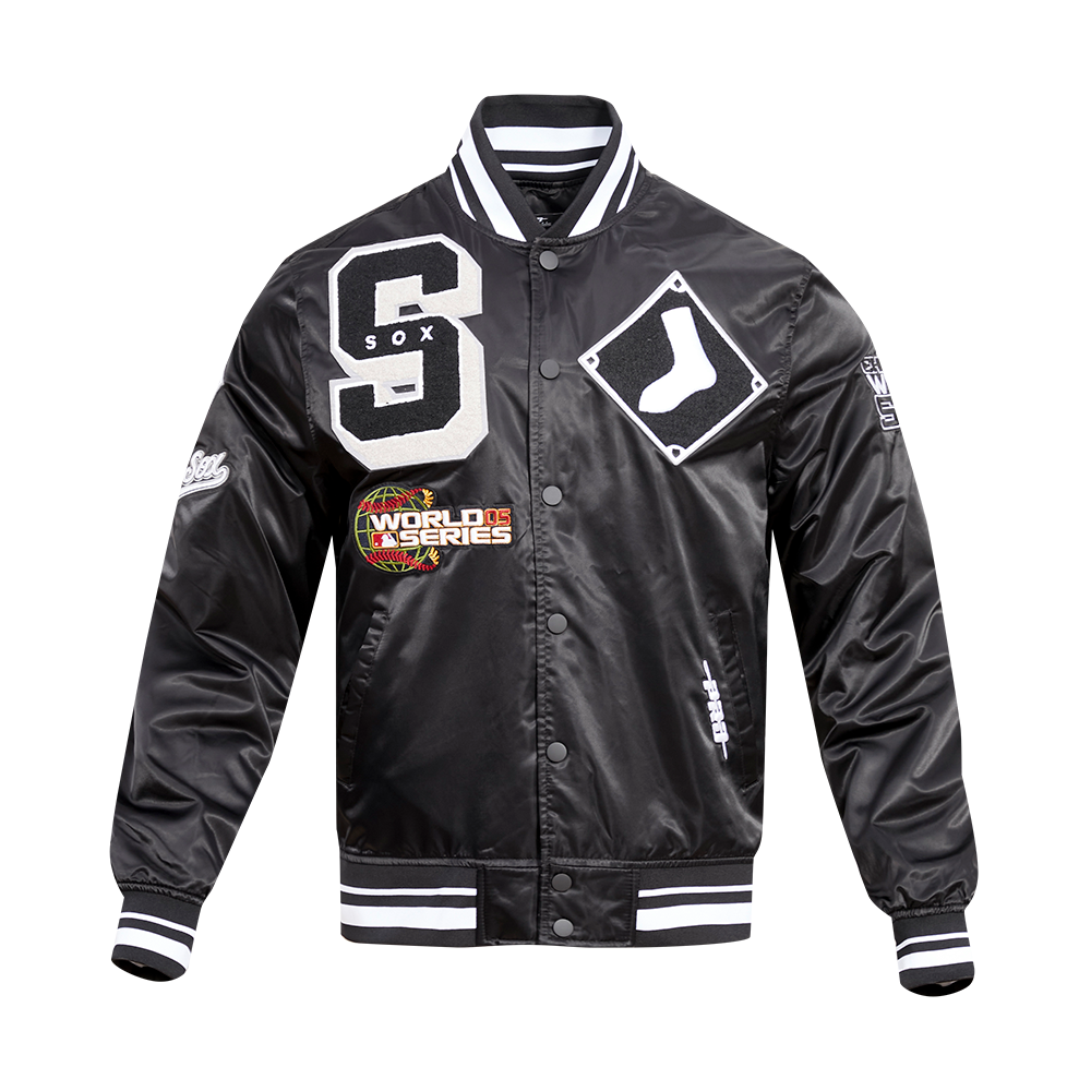 Pro Standard Men's MLB Chicago White Sox Mashup Rib Satin Jacket -Black/Grey - BLACK/GREY Thumbnail View 1