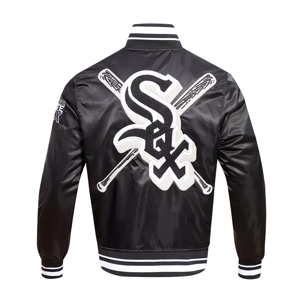 Pro Standard Men's MLB Chicago White Sox Mashup Rib Satin Jacket -Black/Grey - BLACK/GREY