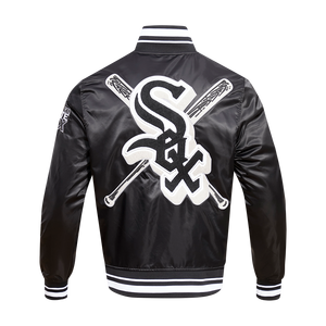 Pro Standard Men's MLB Chicago White Sox Mashup Rib Satin Jacket -Black/Grey