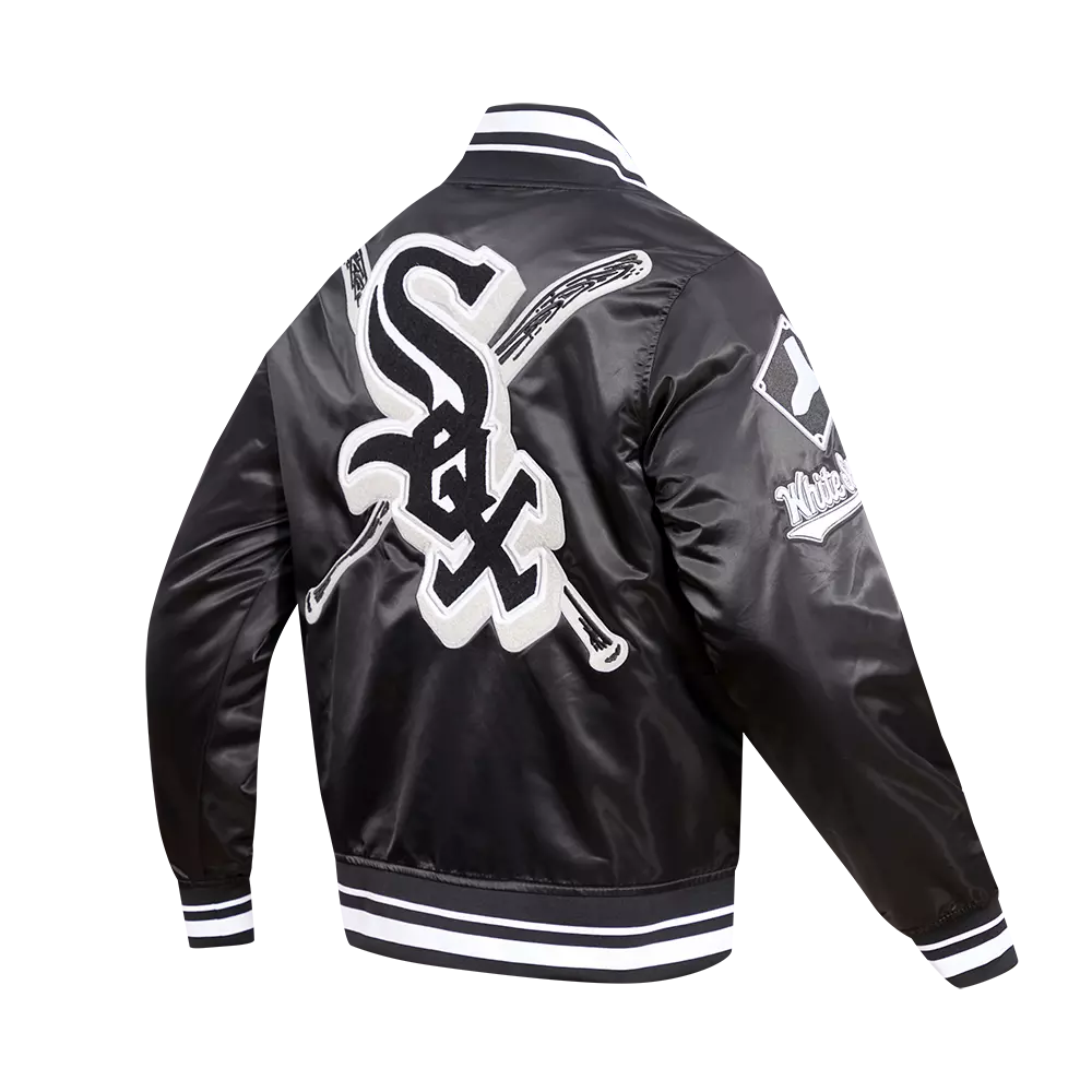 Pro Standard Men's MLB Chicago White Sox Mashup Rib Satin Jacket -Black/Grey - BLACK/GREY