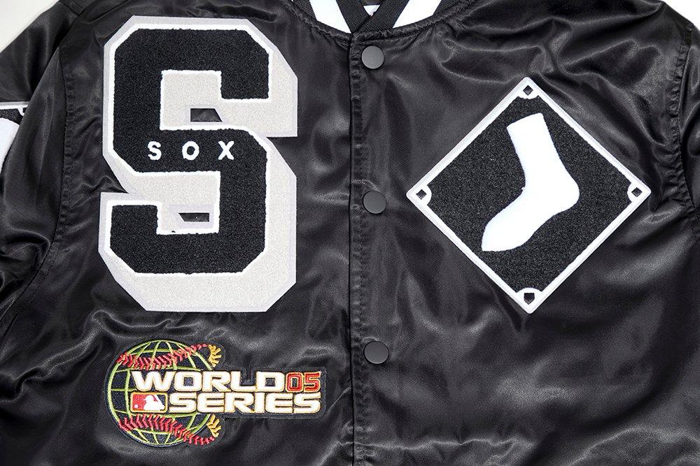 Pro Standard Men's MLB Chicago White Sox Mashup Rib Satin Jacket - Black/Grey - BLACK/GREY Thumbnail View 5