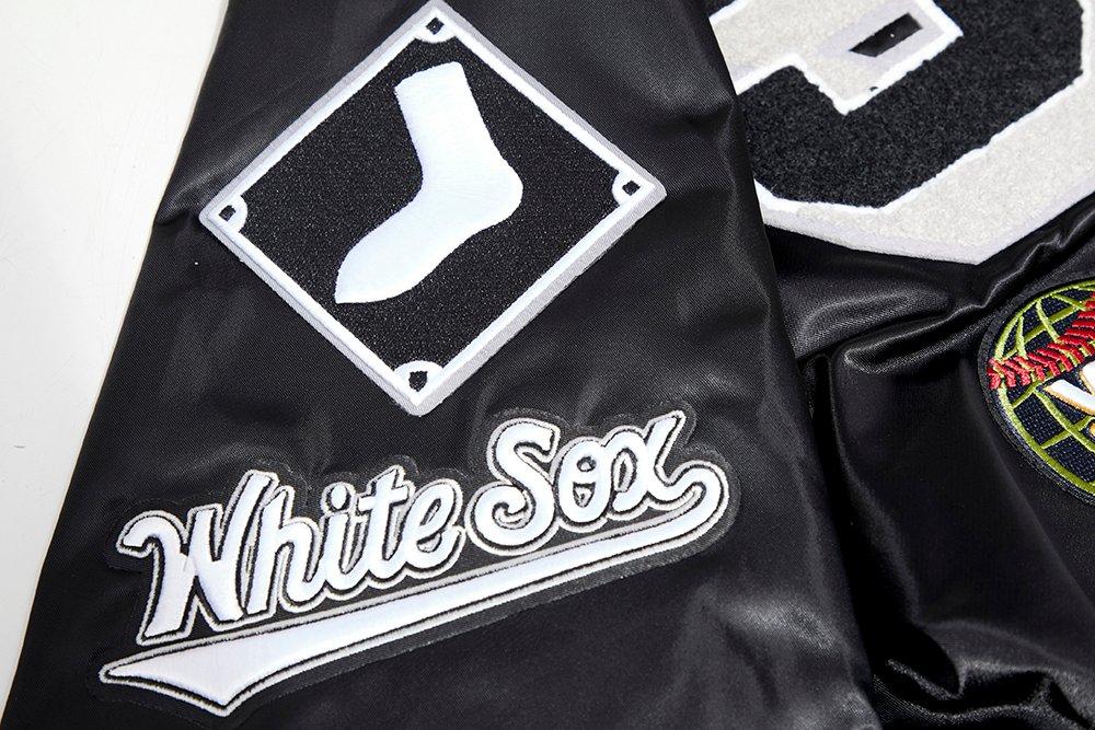 Pro Standard Men's MLB Chicago White Sox Mashup Rib Satin Jacket -Black/Grey - BLACK/GREY Thumbnail View 6