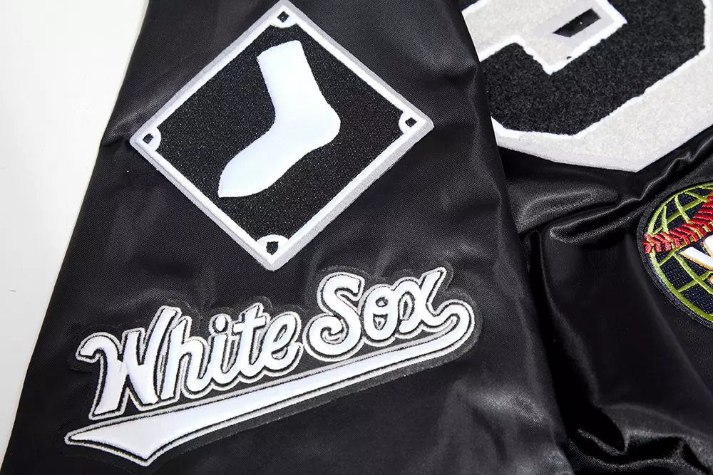 Pro Standard Men's MLB Chicago White Sox Mashup Rib Satin Jacket -Black/Grey - BLACK/GREY