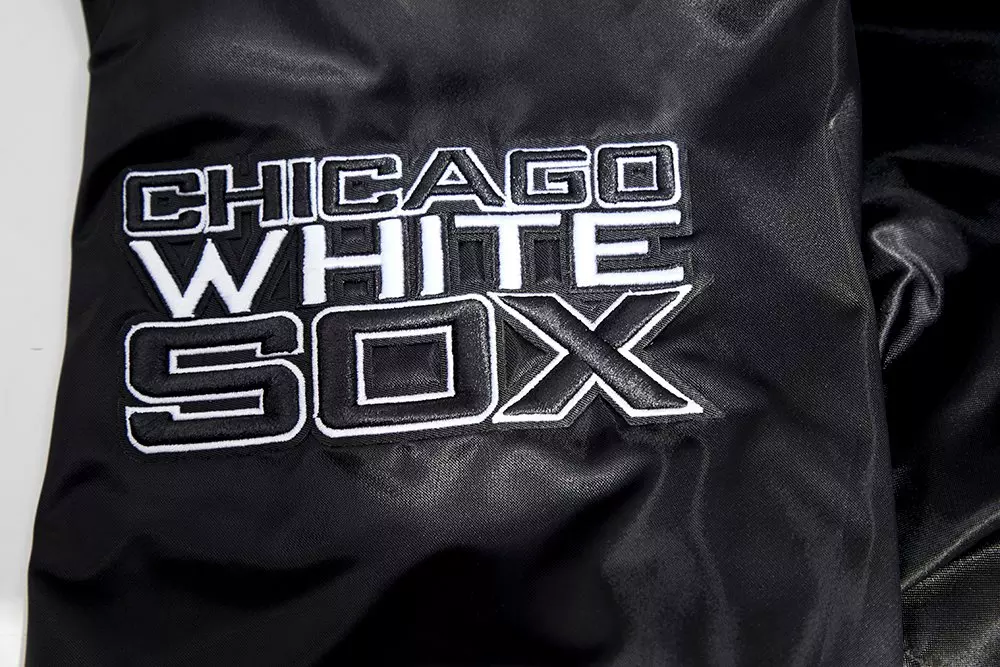 Pro Standard Men's MLB Chicago White Sox Mashup Rib Satin Jacket -Black/Grey - BLACK/GREY