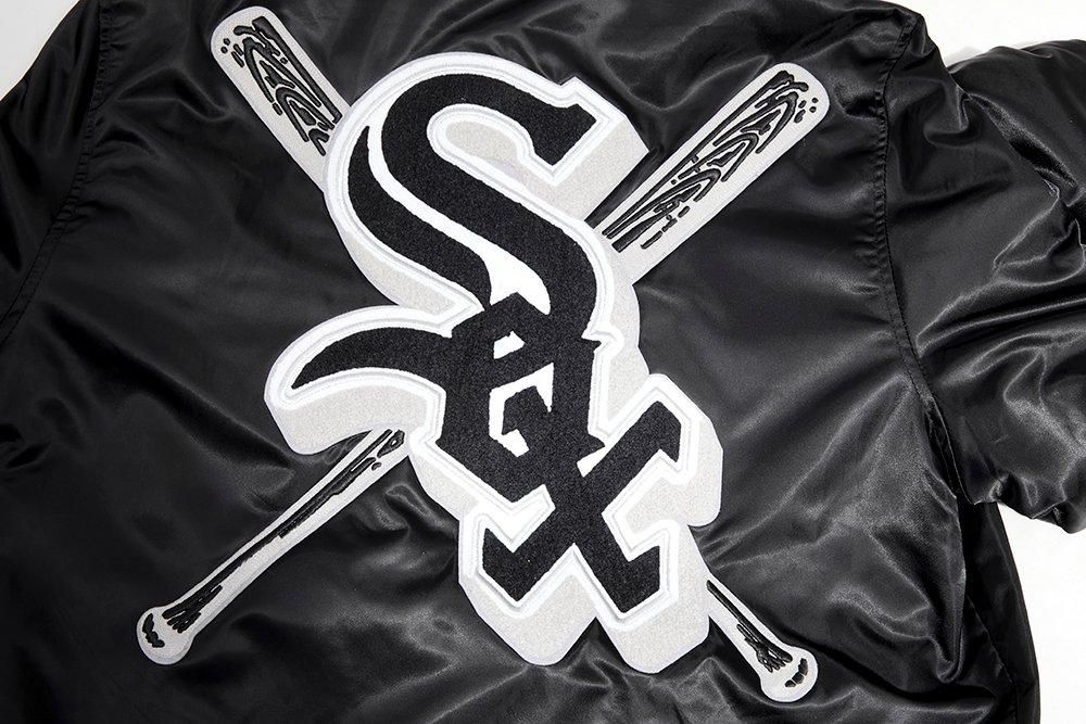 Pro Standard Men's MLB Chicago White Sox Mashup Rib Satin Jacket -Black/Grey - BLACK/GREY Thumbnail View 8