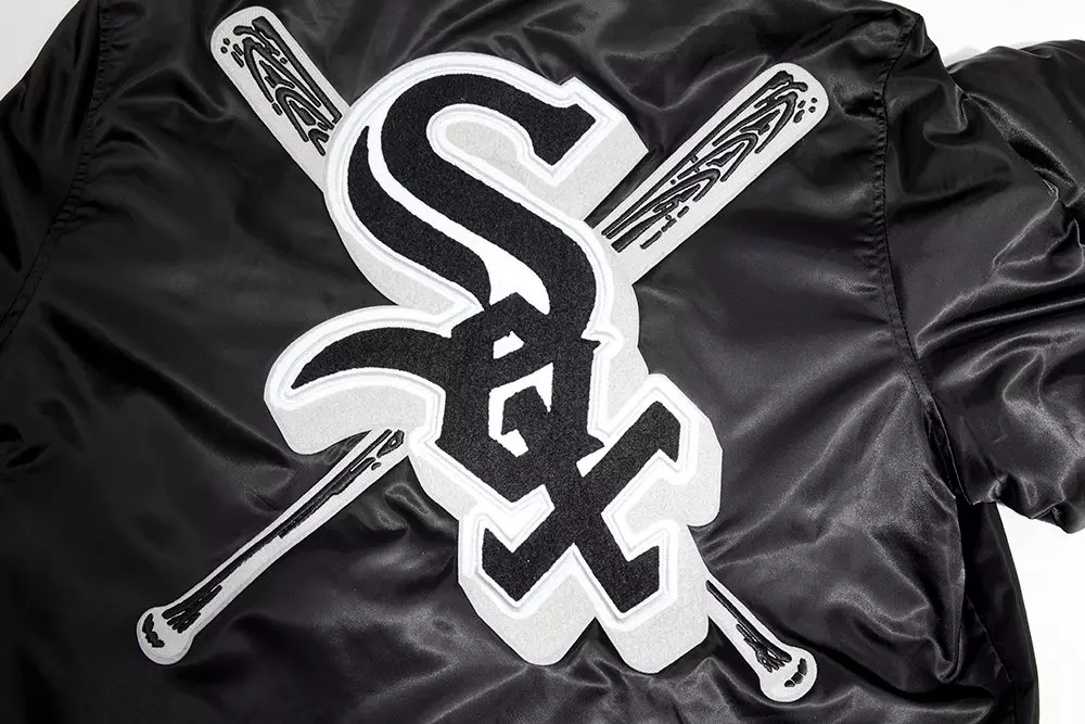 Pro Standard Men's MLB Chicago White Sox Mashup Rib Satin Jacket -Black/Grey - BLACK/GREY
