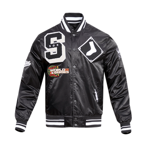 Pro Standard Men's MLB Chicago White Sox Mashup Rib Satin Jacket -Black/Grey