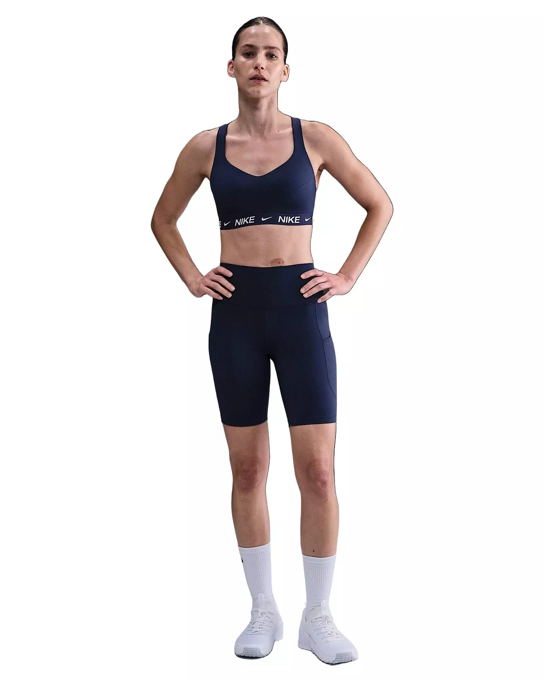 Nike Women's Indy High Support Padded Adjustable Sports Bra -Navy - NAVY