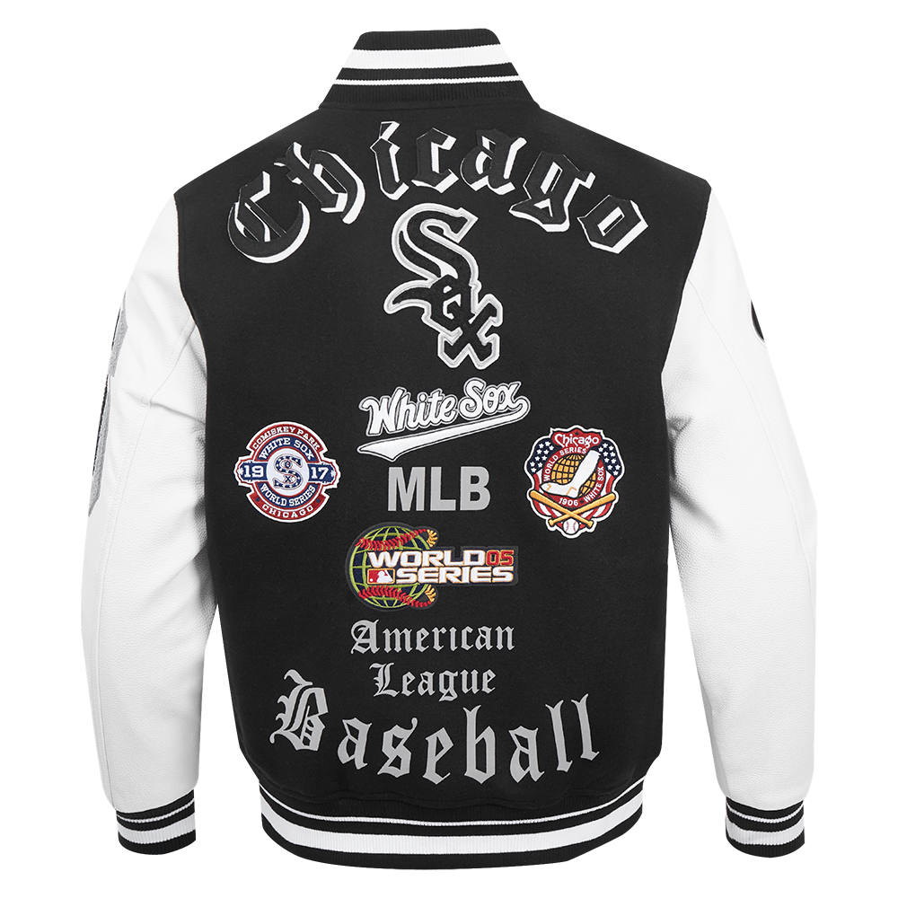 Pro Standard Men's MLB Chicago White Sox Old English Rib Wool Varsity Jacket -Black/White - BLACK/WHITE Thumbnail View 2