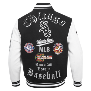 Pro Standard Men's MLB Chicago White Sox Old English Rib Wool Varsity Jacket -Black/White