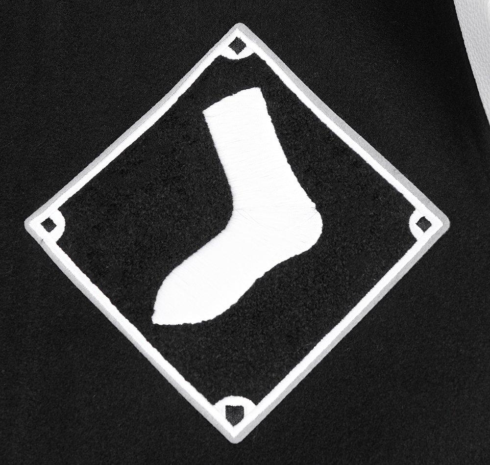 Pro Standard Men's MLB Chicago White Sox Old English Rib Wool Varsity Jacket - Black/White - BLACK/WHITE Thumbnail View 5