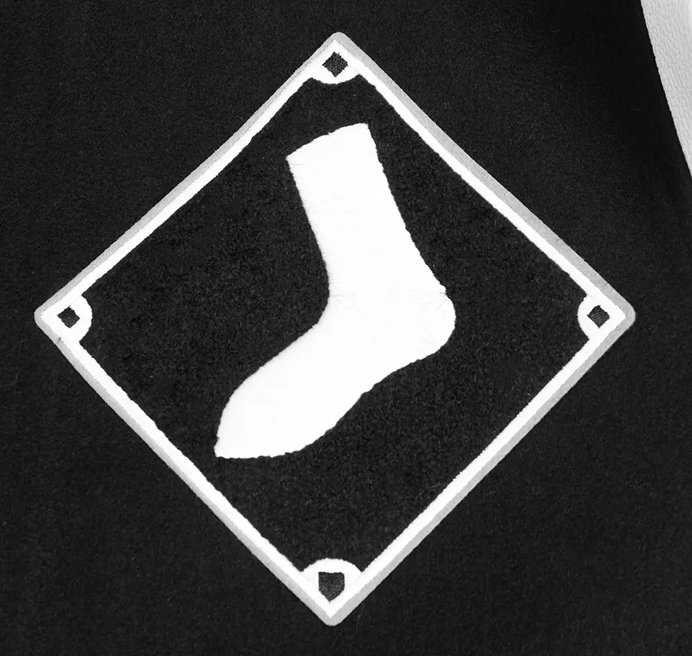 Pro Standard Men's MLB Chicago White Sox Old English Rib Wool Varsity Jacket -Black/White - BLACK/WHITE