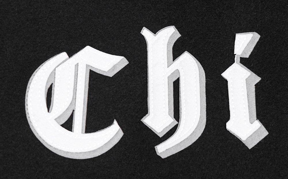 Pro Standard Men's MLB Chicago White Sox Old English Rib Wool Varsity Jacket -Black/White - BLACK/WHITE Thumbnail View 6