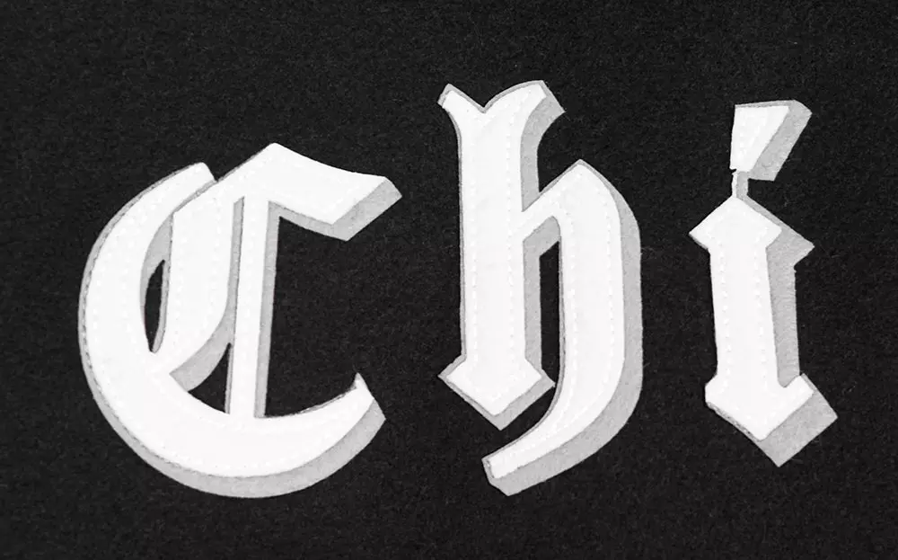 Pro Standard Men's MLB Chicago White Sox Old English Rib Wool Varsity Jacket -Black/White - BLACK/WHITE