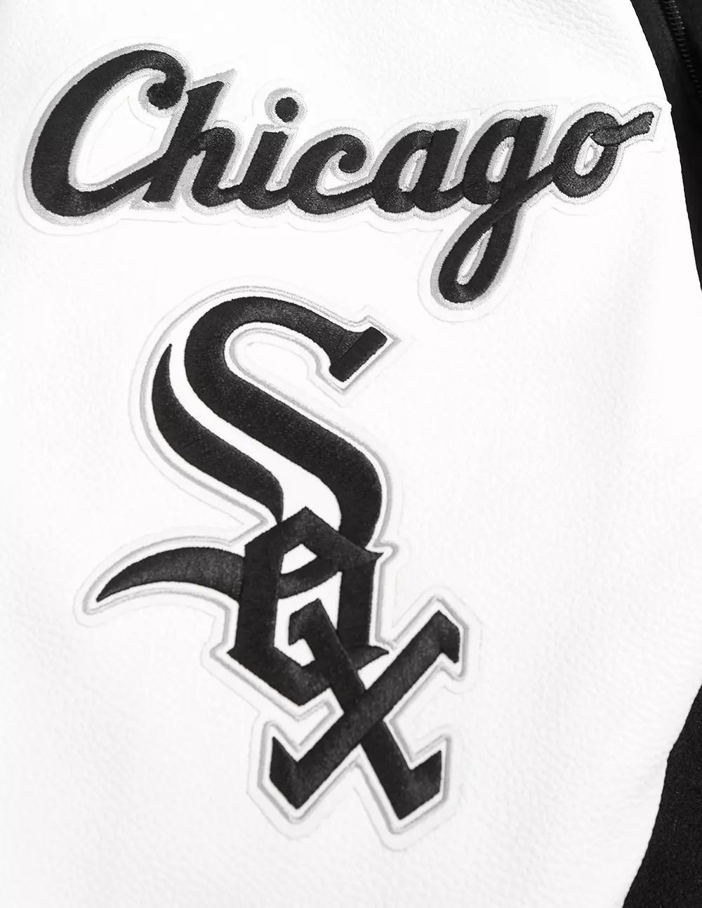 Pro Standard Men's MLB Chicago White Sox Old English Rib Wool Varsity Jacket - Black/White - BLACK/WHITE