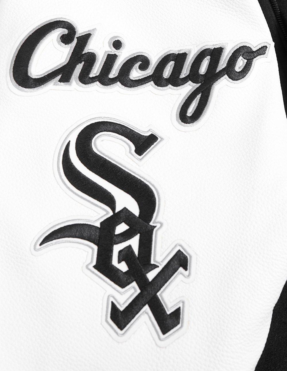Pro Standard Men's MLB Chicago White Sox Old English Rib Wool Varsity Jacket -Black/White - BLACK/WHITE Thumbnail View 7
