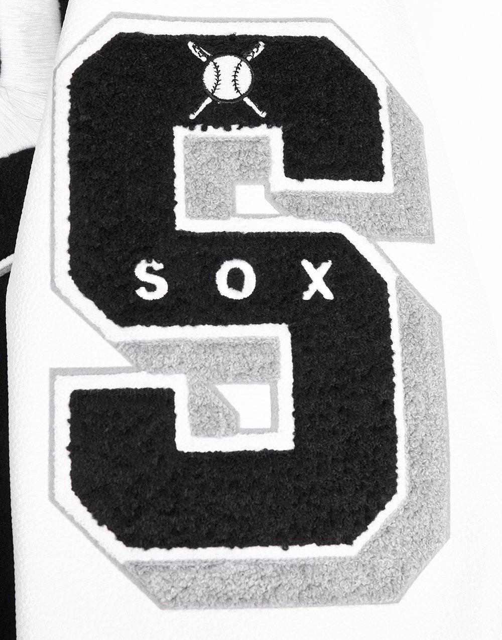 Pro Standard Men's MLB Chicago White Sox Old English Rib Wool Varsity Jacket -Black/White - BLACK/WHITE Thumbnail View 8