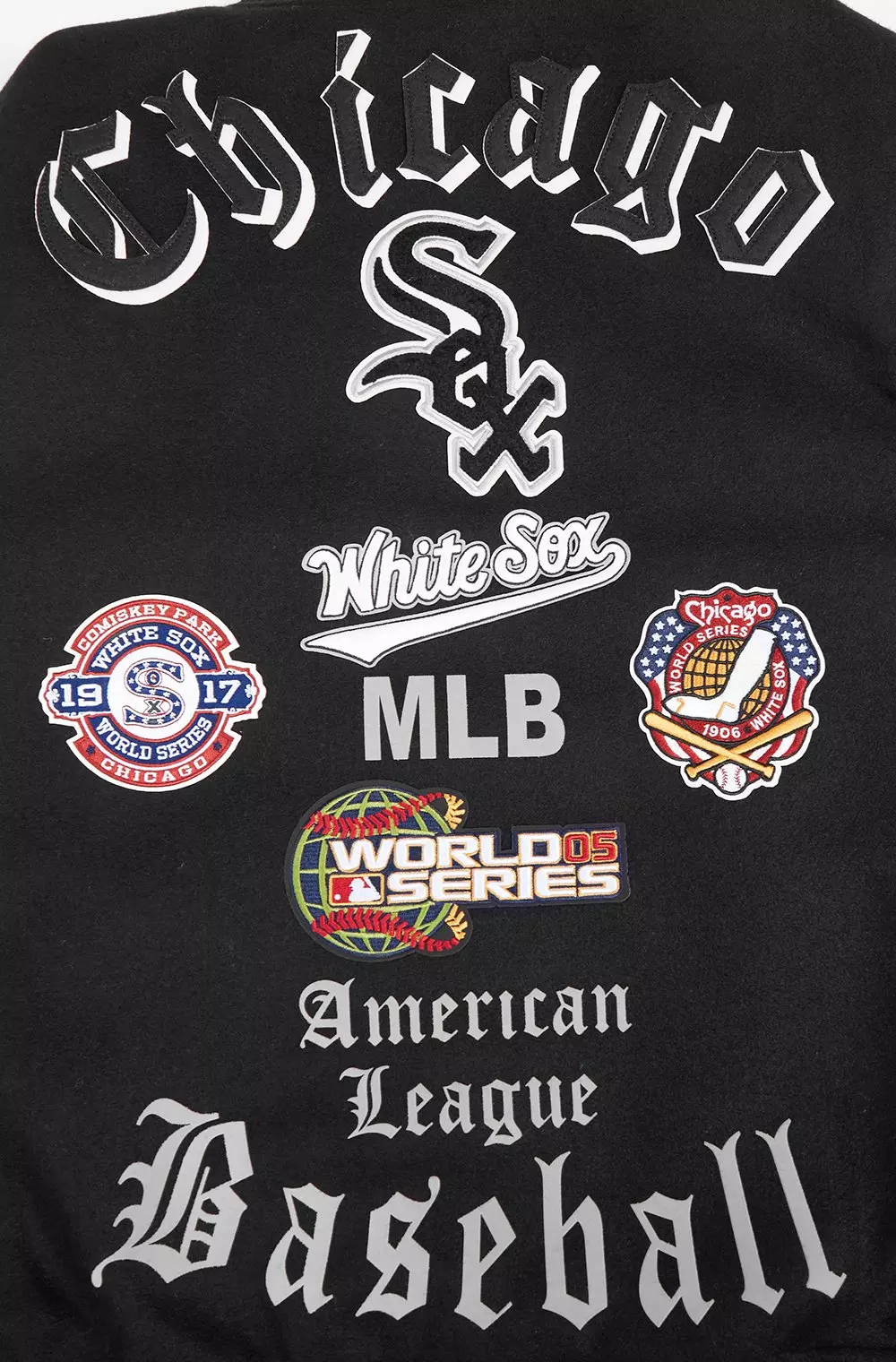 Pro Standard Men's MLB Chicago White Sox Old English Rib Wool Varsity Jacket - Black/White - BLACK/WHITE